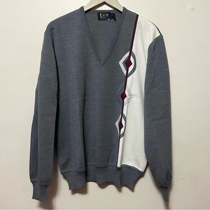 Le Roy knit for men v-neck pullover sweater 100% wool Size XL NWOT